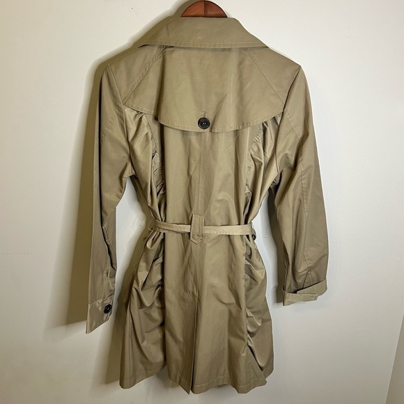 Black Rivet | Double Breasted Trench Coat | Beige | Ruffle Detail | Size XL - Picture 4 of 10